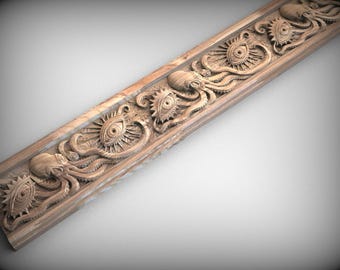 Custom order for 9 pcs of Octopus Molding (40" x 3") of natural wood (finger-jointed)