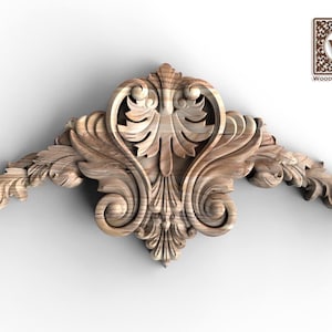 Symmetrical Leaf Carving Cornice | Ornamental Wood Trim for Traditional Interiors