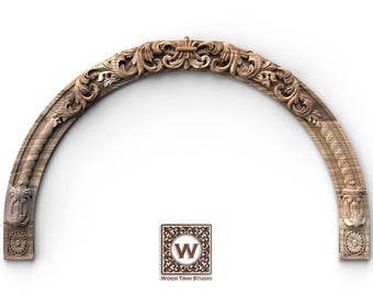 Marco de arco de estilo barroco / Adorno de corona de puerta tallada