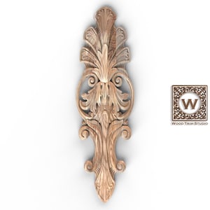 Baroque Wood Onlay – Elegant Carved Floral Applique for Interior Design