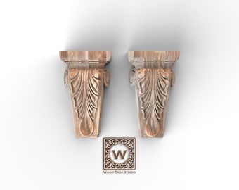 Carved Wooden Corbel with Acanthus Leaf | Classic Architectural Bracket