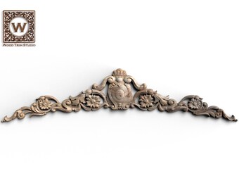 Victorian Style Wood Onlay – Elegant Arch Applique with Central Medallion