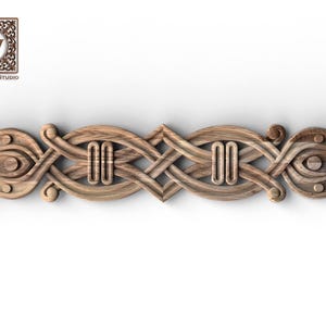 Hout oplegwerk in Vikingstijl | Ornament Noordse knoopsnijwerk