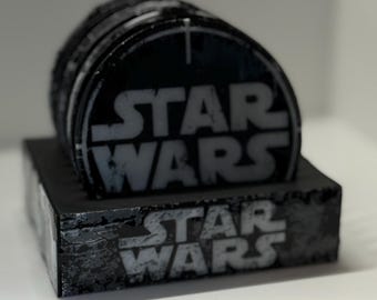 Premium 8-Piece Star Wars Glossy Coaster Set with Display Holder