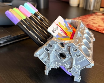 V8 Engine Block Pen Holder – Desk Organizer for Car Enthusiasts