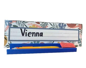 Classroom Desk Name Tag Holders - Stores Name Tag/Plate & Pencils - 8.5&quot; Wide - Accessories