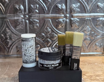 Mixed Media Adhesive Stand for Tim Holtz Distress Collage Medium, Glue & Brushes