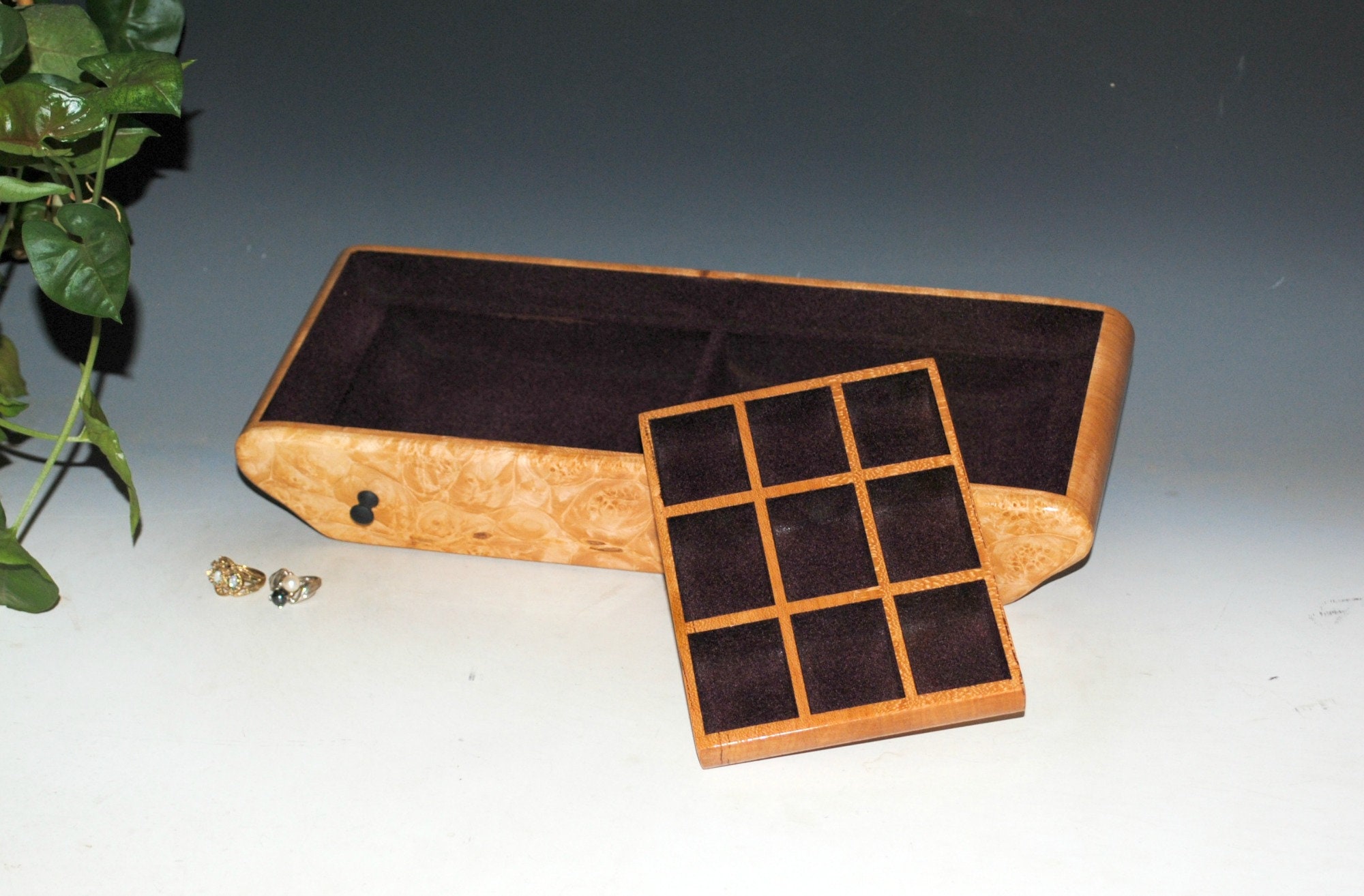 Handmade Wooden Jewelry Box of Cherry and Maple Burl in ...