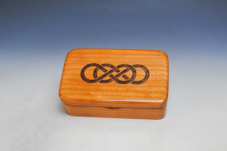 Small Wooden Box With Engraved Double Infinity on Cherry - Etsy