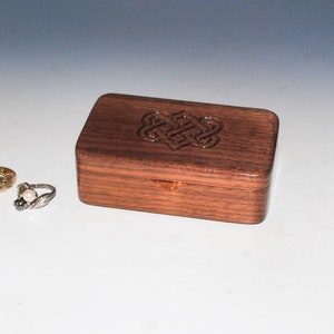 Small Wooden Box With Engraved Celtic Wedding Hearts on Walnut Handmade Wood Box by BurlWoodBox Irish Wedding Hearts image 2