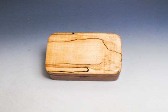 Very Small Wooden Box of Mahogany With Spalted Maple by BurlWoodBox - Small Wood Gift Box - Handmade in the USA
