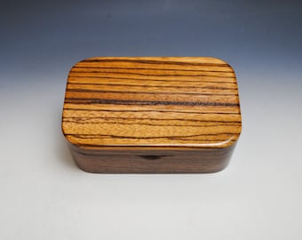 Wooden Trinket Box of Zebrawood & Walnut - Handmade in the USA by BurlWoodBox - Great Gift For Any Special Occasion