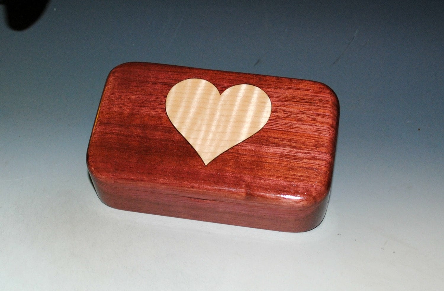 Wood Heart Box of Curly Maple & Purple Heart Handmade Wooden Etsy