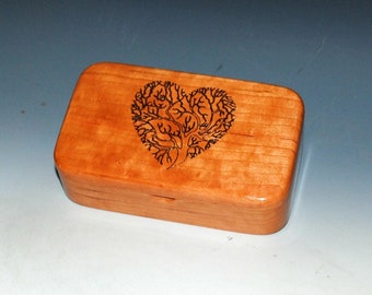 Tree of Life Heart Engraved Wooden Treasure Box of Natural Cherry by BurlWoodBox - A Handmade box with a bit of love and symbolism