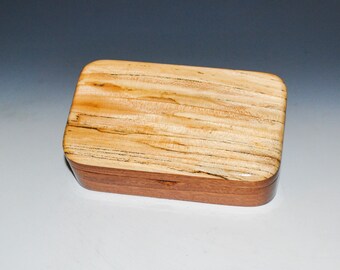 Wooden Treasure Box of Mahogany & Spalted Elm - Handmade in The USA by BurlWoodBox - Small Jewelry Box