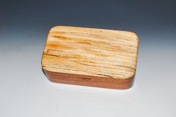 Wooden Treasure Box of Mahogany & Spalted Elm - Handmade in The USA by BurlWoodBox - Small Jewelry Box
