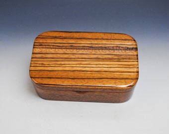 Wooden Trinket Box of Zebrawood & Mahogany - Handmade in the USA by BurlWoodBox - Great Gift For Any Special Occasion