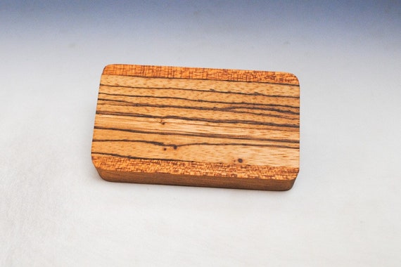 Slide Top Small Wood Box of Mahogany With Zebrawood - USA Made by BurlWoodBox With a Food Safe Finish