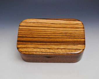 Wooden Trinket Box of Zebrawood & Mahogany - Handmade in the USA by BurlWoodBox - Great Gift For Any Special Occasion