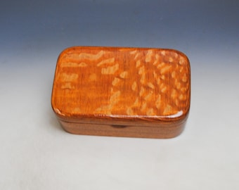 Wooden Trinket Box of Lacewood on Mahogany - Small Wood Jewelry or Treasure Box Handmade by BurlWoodBox