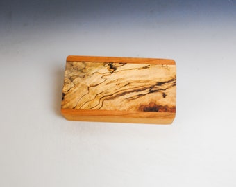 Slide Top Small Wood Box of Cherry With Spalted maple - USA Made by BurlWoodBox With a Food Safe Finish