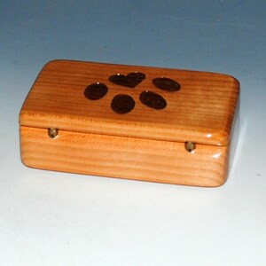 Small Wood Box With Engraved Paw Print With a Heart Box of Cherry by BurlWoodBox Little Wood Gift for Pet Parents image 5