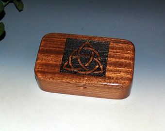 Wooden Box With Triquetra Engraved of Mahogany - Celtic Triangle - Handmade in the USA by BurlWoodBox - Symbolic Gift!