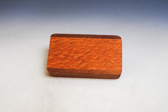 Slide Top Small Wood Box of Mahogany With Lacewood - USA Made by BurlWoodBox With a Food Safe Finish