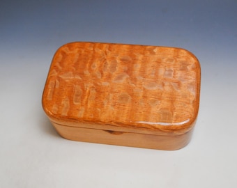 Wooden Trinket Box Of Lacewood on Cherry - Handmade in the USA by BurlWoodBox -  Small Box For Jewelry or Other Treasures