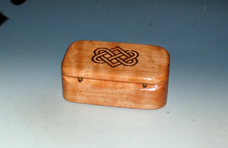 Celtic Love Knot Box of Cherry Handmade Wooden Trinket Box With Entwined Hearts by BurlWoodBox Irish Wedding Hearts image 6