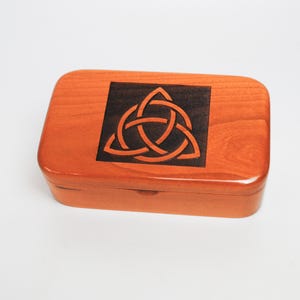 Engraved Triquetra Cherry Wooden Box: Handmade Celtic Keepsake