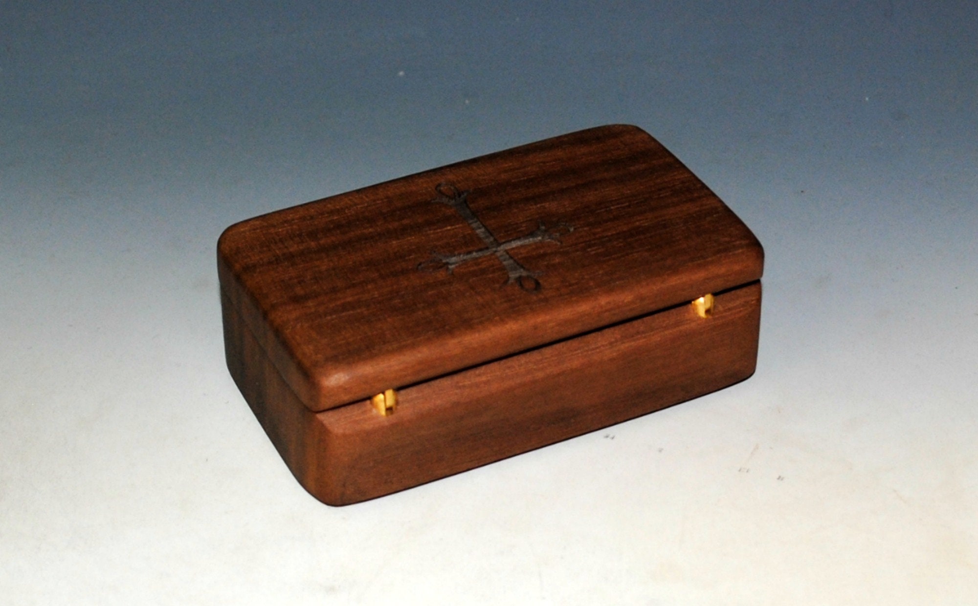 Small Wooden Box With Cross Engraving on Walnut Rosary Box Etsy