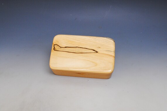 Very Small Wooden Box of Cherry With Spalted Elm Handmade by BurlWoodBox in the USA