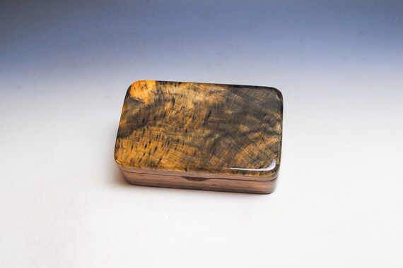 Very Small Wooden Box of Walnut & Buckeye Burl Handmade by BurlWoodBox -  Excellent Small Gift Box or to Hold a Special Gift - USB Photo Box