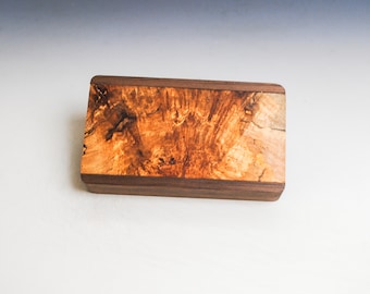 Slide Top Small Wood Box of Walnut With Spalted Maple - USA Made by BurlWoodBox With a Food Safe Finish