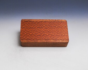Slide Top Small Wood Box of Mahogany With Leopardwood- USA Made by BurlWoodBox With a Food Safe Finish