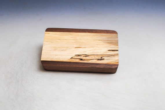 Slide Top Small Wood Box of Walnut With Spalted Maple Slide - USA Made by BurlWoodBox With a Food Safe Finish