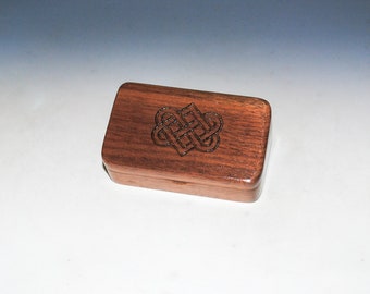 Small Wooden Box With Engraved Celtic Wedding Hearts on Walnut - Handmade Wood Box by BurlWoodBox - Irish Wedding Hearts