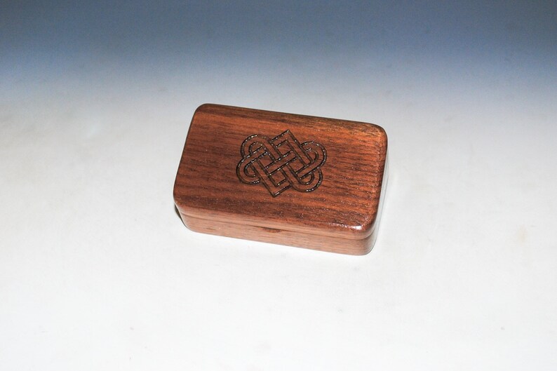 Small Wooden Box With Engraved Celtic Wedding Hearts on Walnut Handmade Wood Box by BurlWoodBox Irish Wedding Hearts image 1