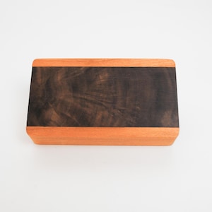 Cherry Wood Slide Top Box with Figured Walnut Lid