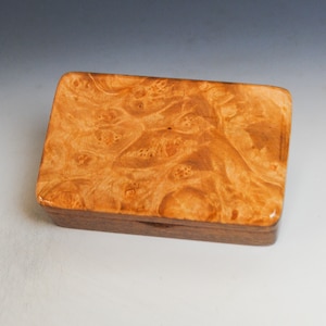 Maple Burl on Mahogany Small Wooden Box - Handmade in the USA