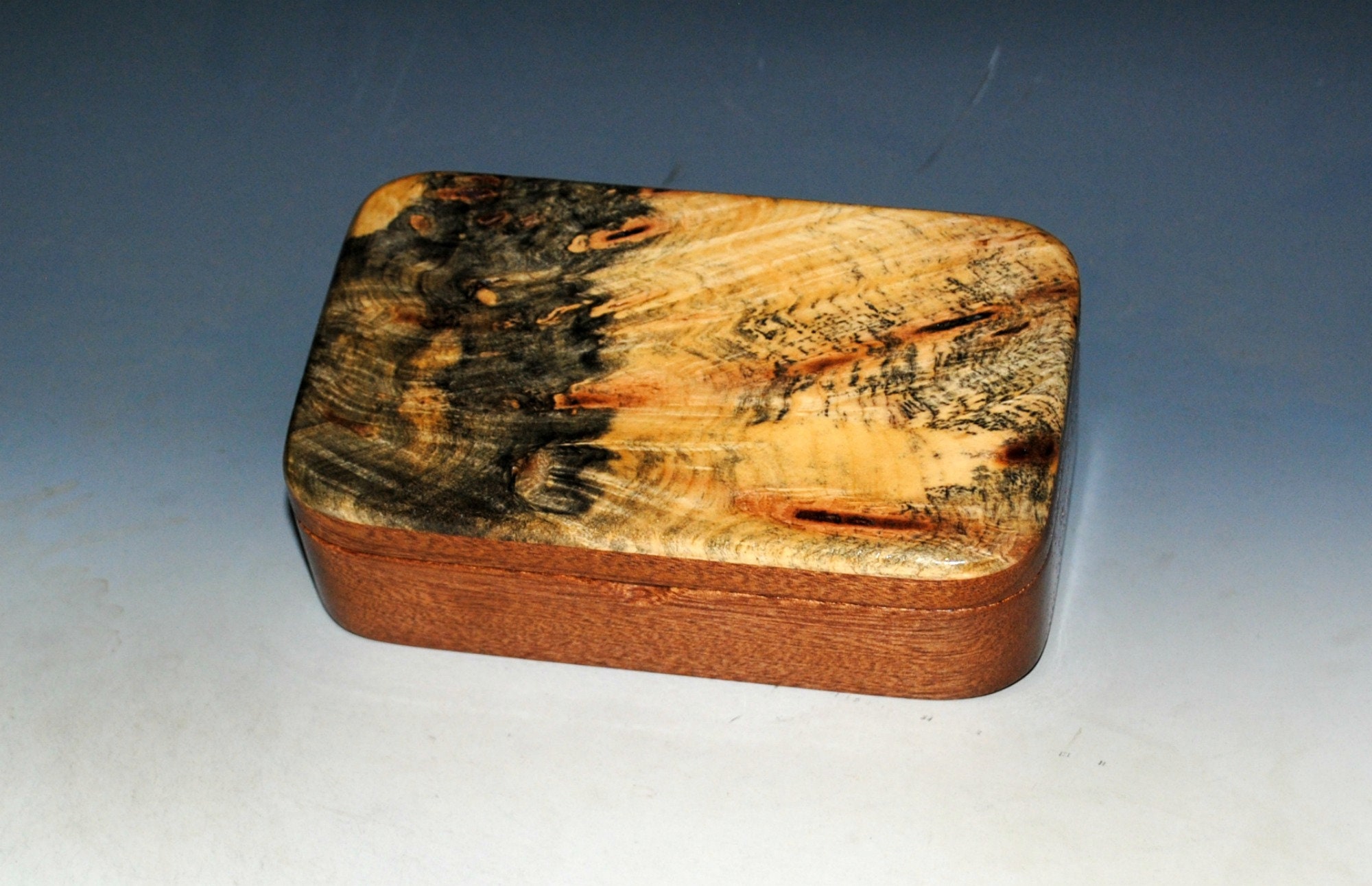 Wooden Treasure of Buckeye Burl on Mahogany - Handmade Wood Box by