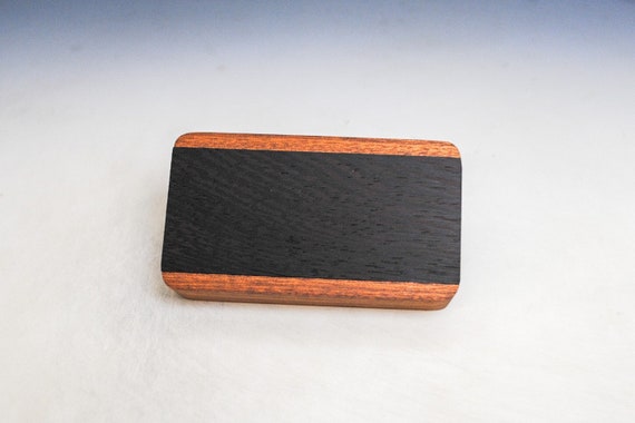 Slide Top Small Wood Box of Mahogany With Wenge Wood Slide - USA Made by BurlWoodBox With a Food Safe Finish