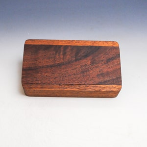 Slide Top Small Wood Box of Mahogany With Figured Walnut - USA Made by BurlWoodBox With a Food Safe Finish