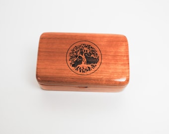 Engraved Tree of Life Cherry Wood Box - Handmade Keepsake Box