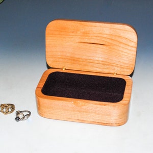 Wooden Trinket Box With Hinged Lid of Spalted Box Elder on Cherry USA Made Small Wood Jewelry Box image 3