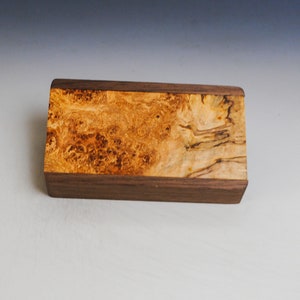 Slide Top Small Wood Box of Walnut With Spalted Maple - USA Made by BurlWoodBox With a Food Safe Finish