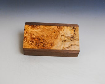 Slide Top Small Wood Box of Walnut With Spalted Maple - USA Made by BurlWoodBox With a Food Safe Finish