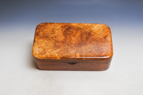 Handmade Wood Treasure Box of Mahogany with Maple Burl  by BurlWoodBox - Wooden Box for Jewelry, Treasures or Keepsakes - Great Gift !