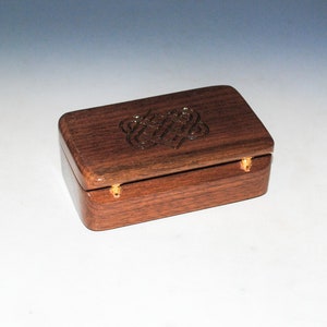 Small Wooden Box With Engraved Celtic Wedding Hearts on Walnut Handmade Wood Box by BurlWoodBox Irish Wedding Hearts image 8